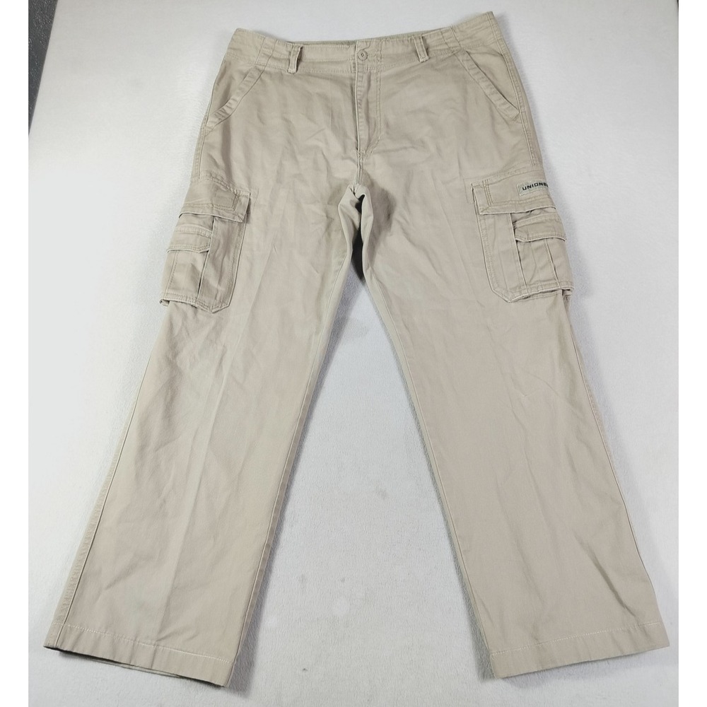 Unionbay Survivor Cargo Pants Mens 38 Beige Cotton Canvas Workwear Utility